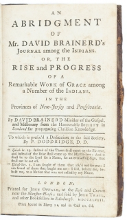 An Abridgment [sic] of Mr. David Brainerd's Journal among the Indians.