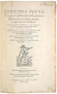 Euripides... in Latinum sermonem conversus, adiecto e regione textu Graeco: