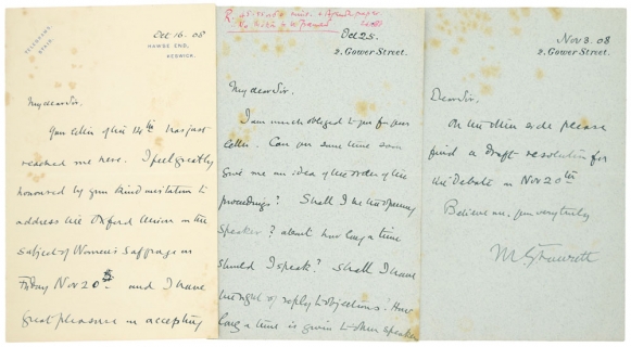 Three Autograph Letters signed, to Maurice H. Richmond (President of the Oxford Union).